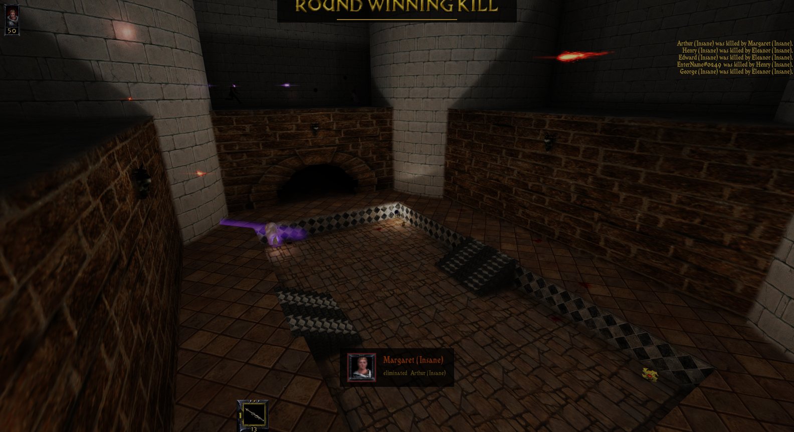The killcam replaying the round’s winning kill, with the killer’s name card on screen