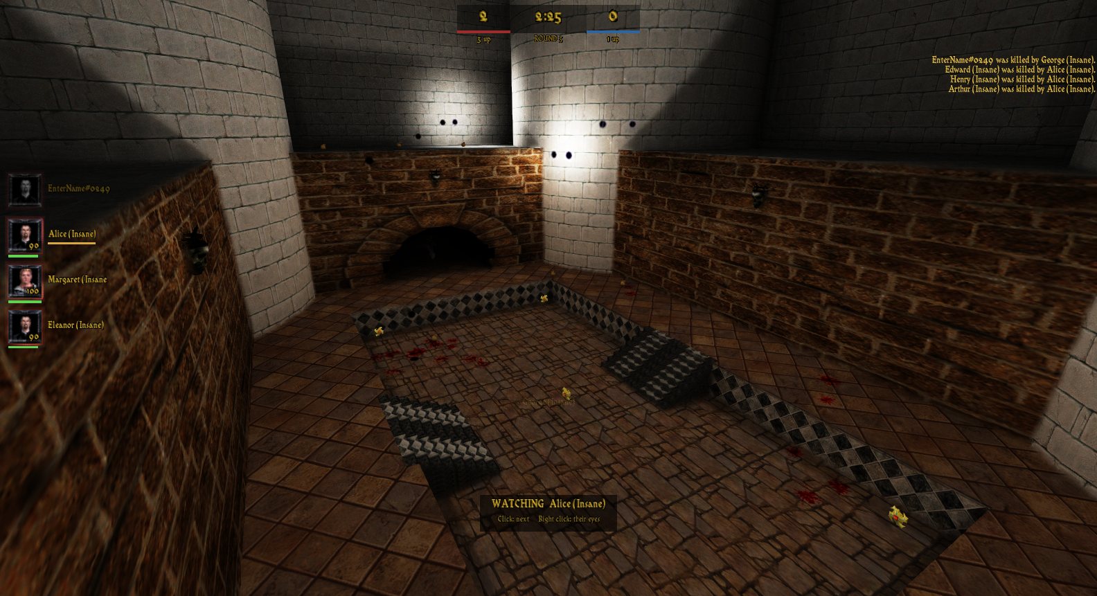 Search and Destroy after dying: watching a teammate, with the living players listed on the left